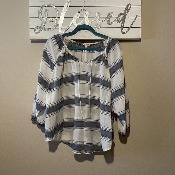 Sonoma Tops - Sonoma - blue / white stripe cotton blouse